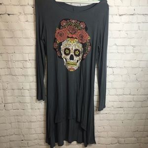Color Bear Sugar Skull Long Shirt Size Large